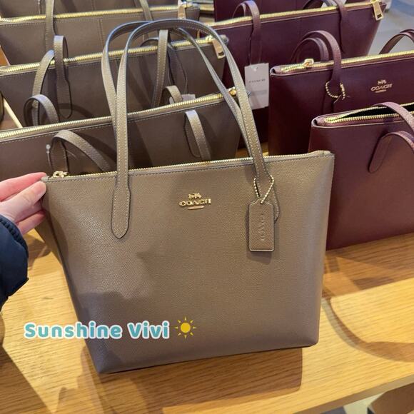 NWT COACH Fiona Zip Tote Bag In Signature Canvas CW395, Dark Stone - Picture 2 of 7